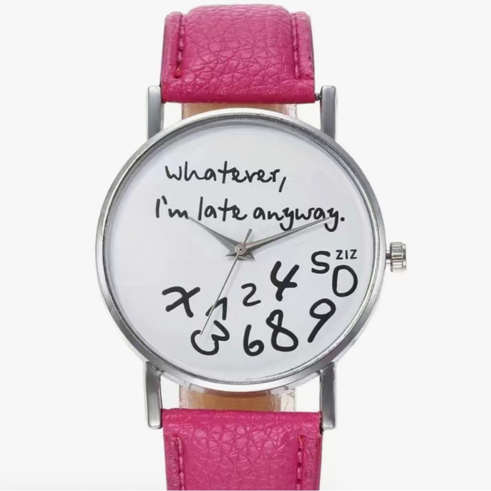 Women’s watch, pink leather strap. New